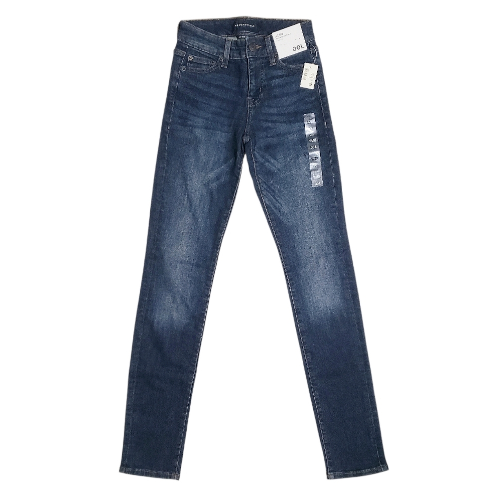 Aeropostale Womens Mid Rise Skinny Stretch Jeans Dark Wash Size 00-Long NWT